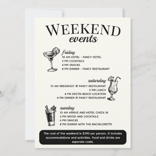 Las Vegas Bachelorette Party Gepersonaliseerd Rout Kaart (Achterkant)