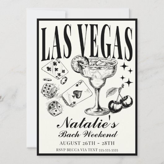 Las Vegas Bachelorette Party Gepersonaliseerd Rout Kaart (Voorkant)
