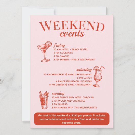 Las Vegas Bachelorette Party Gepersonaliseerd Rout Kaart (Achterkant)