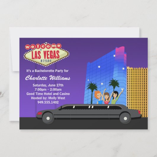 Las Vegas Bachelorette Party Invitation Kaart (Voorkant)