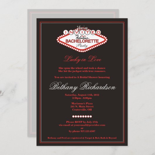 Las Vegas Bachelorette Party Invitation Kaart (Voorkant / Achterkant)