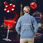 Las Vegas Bachelorette Party Naam Denim Jacket<br><div class="desc">Een schattig denim jasje met de bruid to be's naam in wit script. Dit jasje is geweldig voor je vrijgezelle meisjes avondje uit in Vegas. Als u de tekst wilt wijzigen,  klikt u op de knop personaliseren.</div>