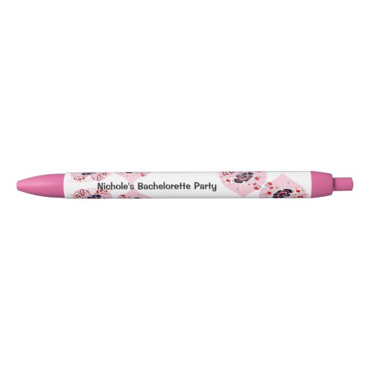 Las Vegas Bachelorette Party Pink Heart Wedding Zwarte Inkt Pen (Voorkant)