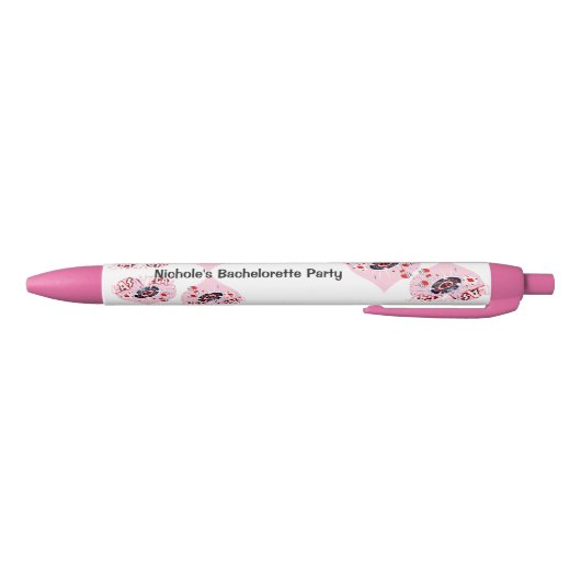 Las Vegas Bachelorette Party Pink Heart Wedding Zwarte Inkt Pen (Bodem)