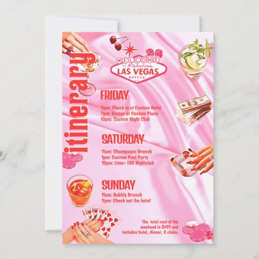 Las Vegas Bachelorette Party Pokerroute Kaart (Achterkant)