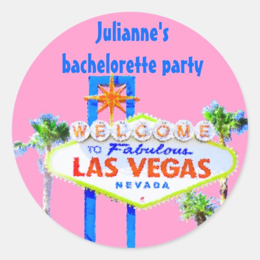 Las Vegas Bachelorette Party roze Ronde Sticker (Voorkant)