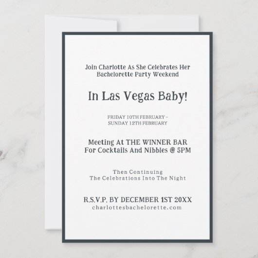 Las Vegas Bachelorette Party Wit Kaart (Achterkant)