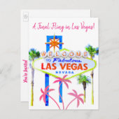 Las Vegas Bachelorette Pink Palms Aankondigingskaart (Voorkant / Achterkant)