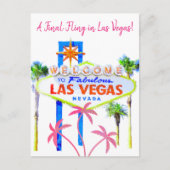 Las Vegas Bachelorette Pink Palms Aankondigingskaart (Voorkant)