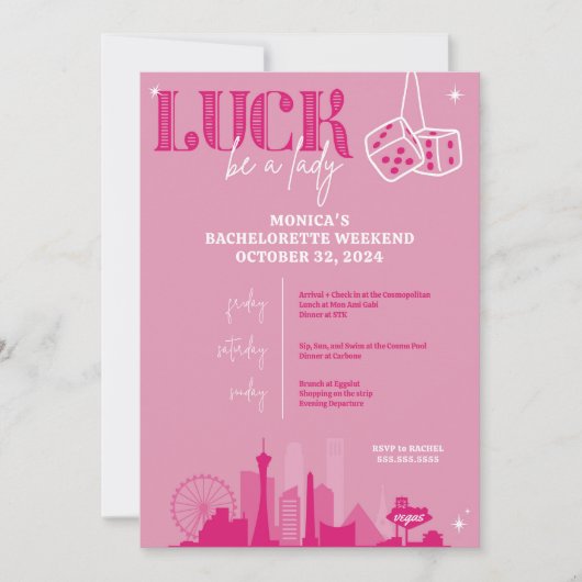 Las Vegas Bachelorette Uitnodiging en reisroute (Voorkant)