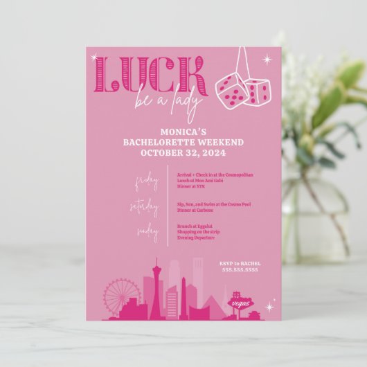 Las Vegas Bachelorette Uitnodiging en reisroute (Staand voorkant)