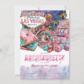 Las Vegas Bachelorette weekend Luxe Roze Paarse Kaart (Voorkant)