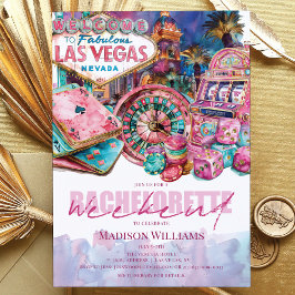 Las Vegas Bachelorette weekend Luxe Roze Paarse Kaart