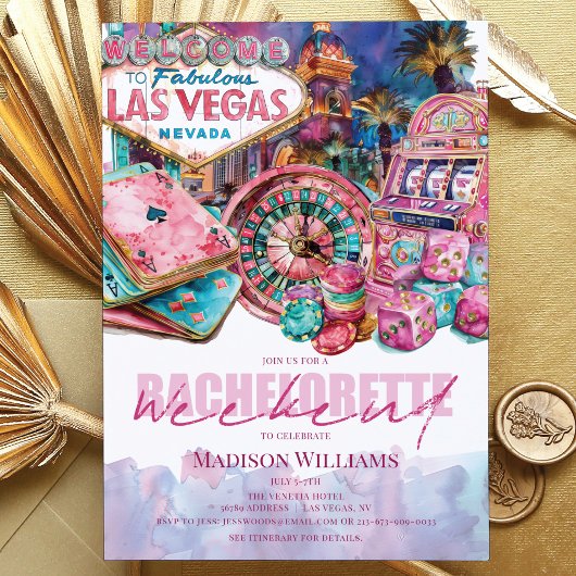 Las Vegas Bachelorette weekend Luxe Roze Paarse Kaart