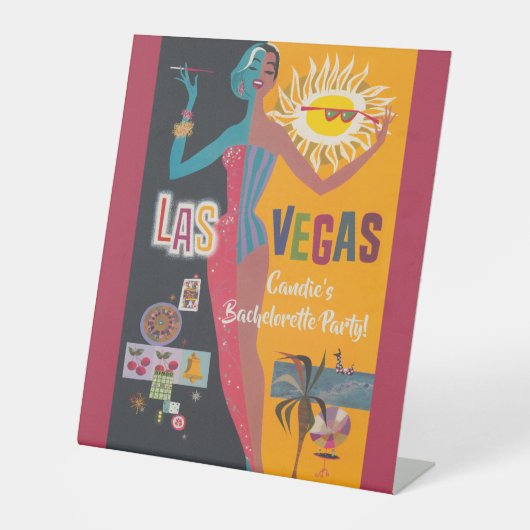  Las Vegas Bachelorette Weekend Party Reclamebord Met Voetstuk (Voorkant)