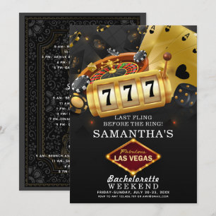 Las Vegas Bachelorette Weekend Party Zwart Goud Kaart