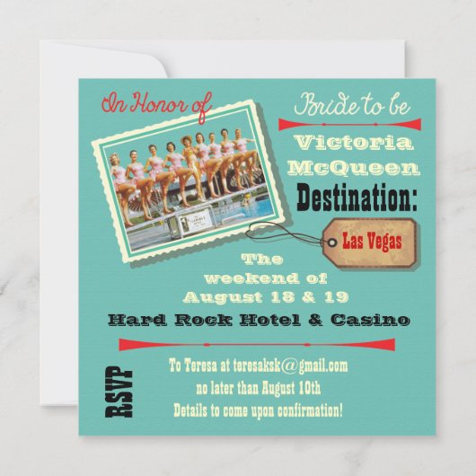 Las Vegas Bachelorette Weekend Uitnodigingen (Achterkant)