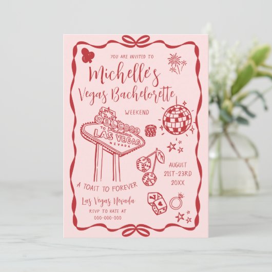 Las Vegas Bachelorette Weekendfeest Kaart (Staand voorkant)