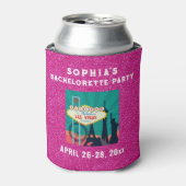 Las Vegas Bacherolette Party Favor Pink Glitter Blikjeskoeler (Blikje Voorkant)