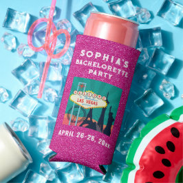 Las Vegas Bacherolette Party Favor Pink Glitter Seltzer Blikjeskoeler
