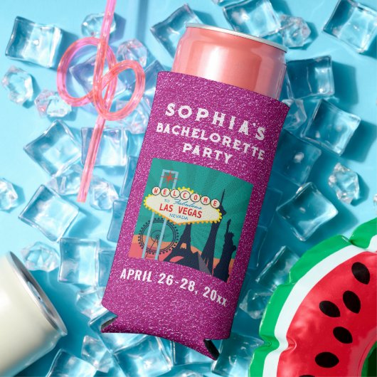 Las Vegas Bacherolette Party Favor Pink Glitter Seltzer Blikjeskoeler (Insitu Zomer)