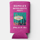 Las Vegas Bacherolette Party Favor Pink Glitter Seltzer Blikjeskoeler (Achterkant)