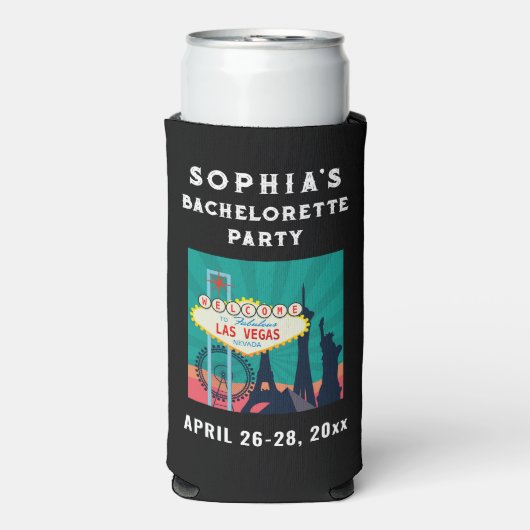Las Vegas Bacherolette Party Wedding Favor Seltzer Blikjeskoeler (Seltzer Voorkant)