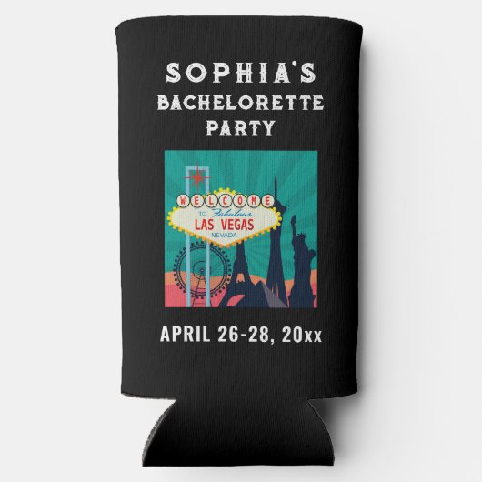 Las Vegas Bacherolette Party Wedding Favor Seltzer Blikjeskoeler (Achterkant)