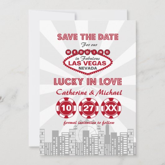 Las Vegas Bagagelabel | Poker Chip | Gelukkig in d Save The Date (Voorkant)