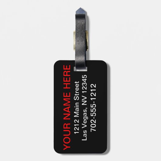 Las Vegas Bagagelabel (zwart) (Achterkant verticaal)