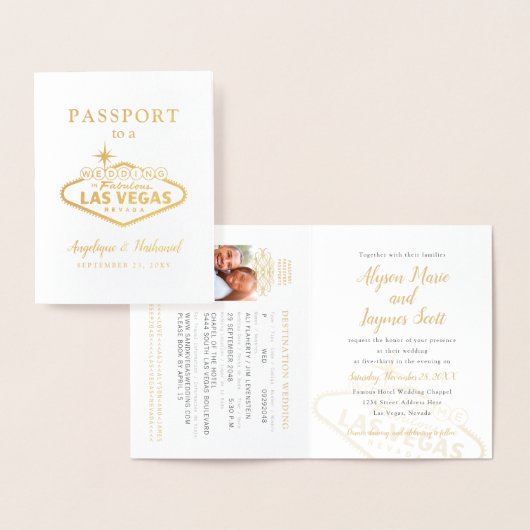Las Vegas Bestemming Bruiloft Paspoort Uitnodiging (Display)