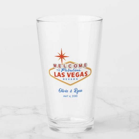 Las Vegas Bestemming Huwelijk Keepsake Gift Glas (Voorkant)