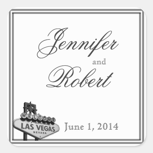 Las Vegas Bestemming Huwelijksenvelop Seal Vierkante Sticker (Voorkant)