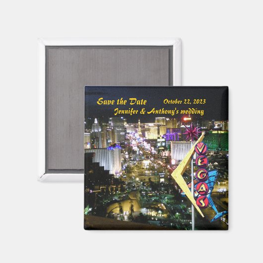 Las Vegas Bewaar de datum  Neon teken Magneet (Voorkant / Achterkant)