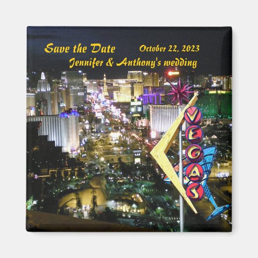 Las Vegas Bewaar de datum  Neon teken Magneet (Voorkant)