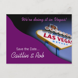 Las Vegas Bewaar de datum (paarse) Aankondigingskaart