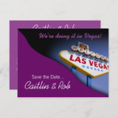 Las Vegas Bewaar de datum (paarse) Aankondigingskaart (Voorkant / Achterkant)