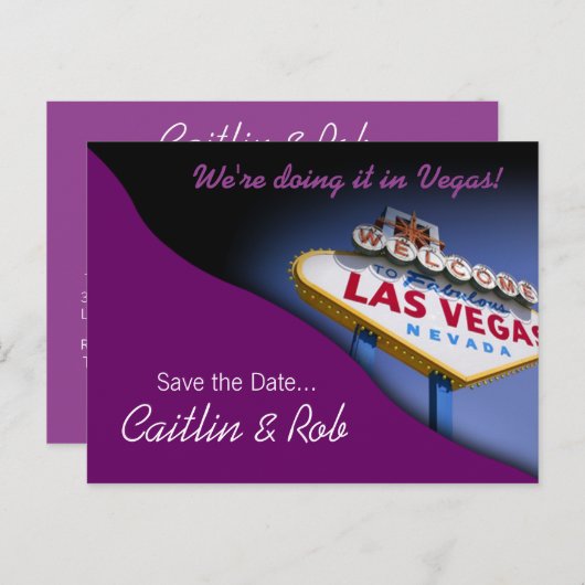 Las Vegas Bewaar de datum (paarse) Aankondigingskaart (Voorkant / Achterkant)