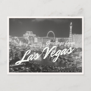 Las Vegas bij Nacht Skyline Zicht Zwart & Wit Briefkaart