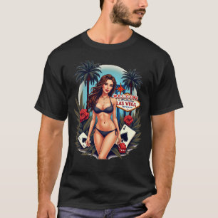 Las Vegas Bikini Girl Kaarten Dice Souvenir T-shir T-shirt