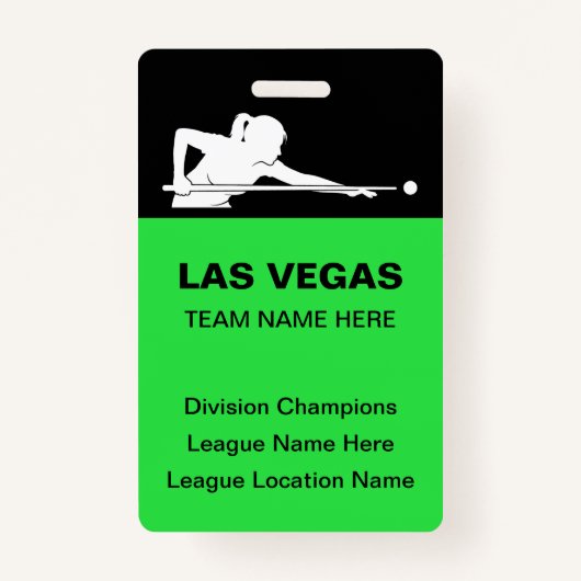 Las Vegas Billiards Theme Bulk Team Name Badges (Voorkant)