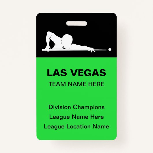 Las Vegas Billiards Theme Bulk Team Name Badges (Voorkant)
