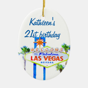 Las Vegas Birthday 21 Keramisch Ornament