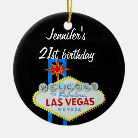 Las Vegas Birthday 21 Pendant Keramisch Ornament (Voorkant)