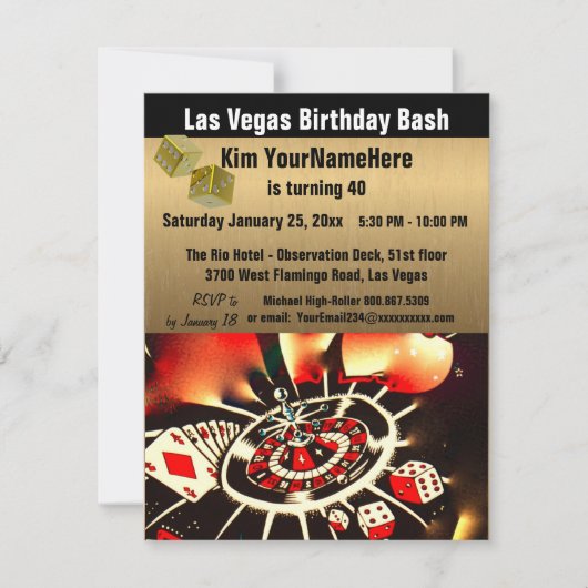 Las Vegas Birthday Bash uitnodiging (Voorkant)