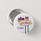 Las Vegas BIRTHDAY Button personaliseert met naam (Voorkant /achterkant)