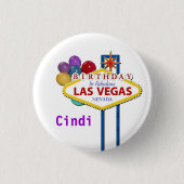Las Vegas BIRTHDAY Button personaliseert met naam (Voorkant)