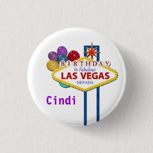 Las Vegas BIRTHDAY Button personalize with name