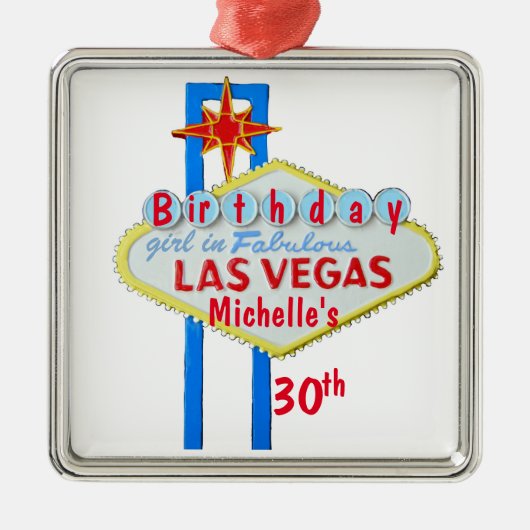 Las Vegas Birthday Celebration Pendant Metalen Ornament (Voorkant)