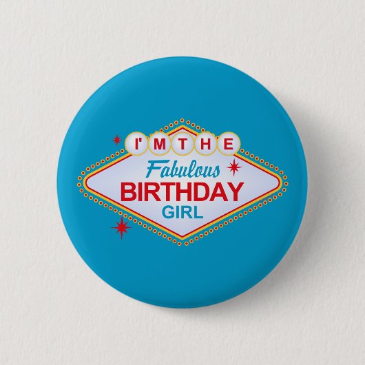 Las Vegas Birthday Girl Ronde Button 5,7 Cm (Voorkant)
